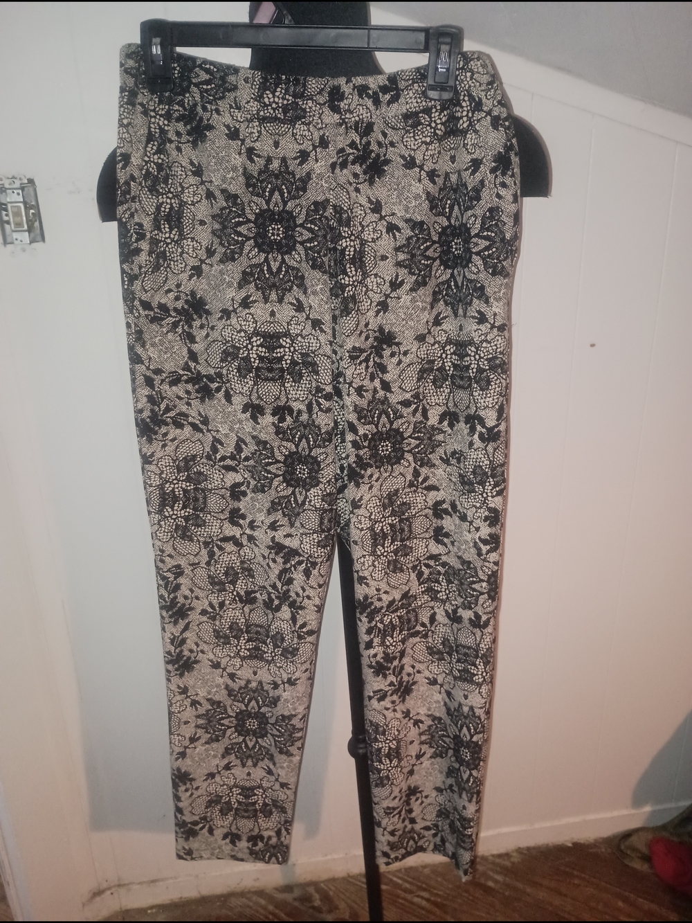 Disney Alice Through the Looking Glass Black and Cream Patterned Pants